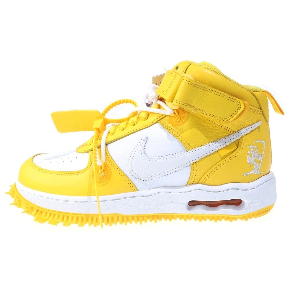 NIKE(ナイキ) ×OFF-WHITE AIR FORCE1 MID SP LTHR オフホワイト エアフォース1 ミッドカットスニーカー イエロー US9.5/27.5cm DR0500-101