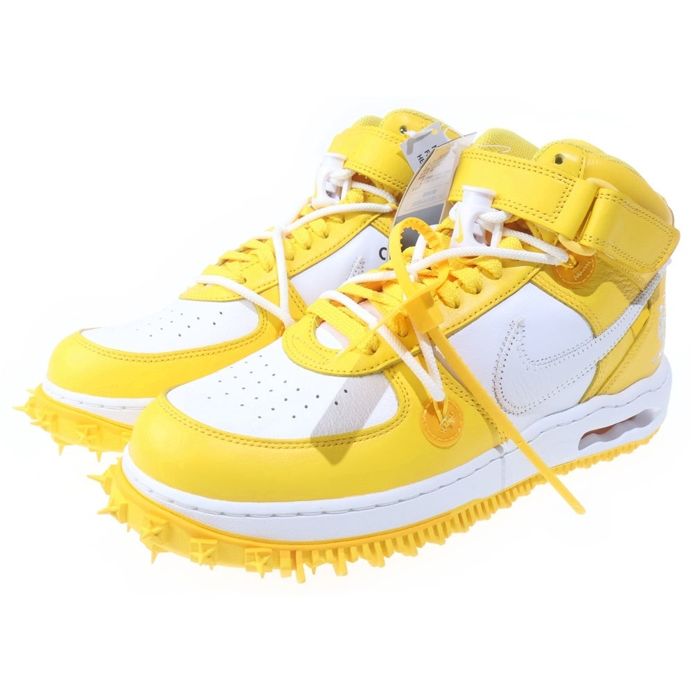 NIKE(ナイキ) ×OFF-WHITE AIR FORCE1 MID SP LTHR オフホワイト エアフォース1 ミッドカットスニーカー イエロー US9.5/27.5cm DR0500-101