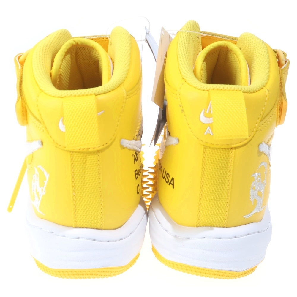 NIKE(ナイキ) ×OFF-WHITE AIR FORCE1 MID SP LTHR オフホワイト エアフォース1 ミッドカットスニーカー イエロー US9.5/27.5cm DR0500-101
