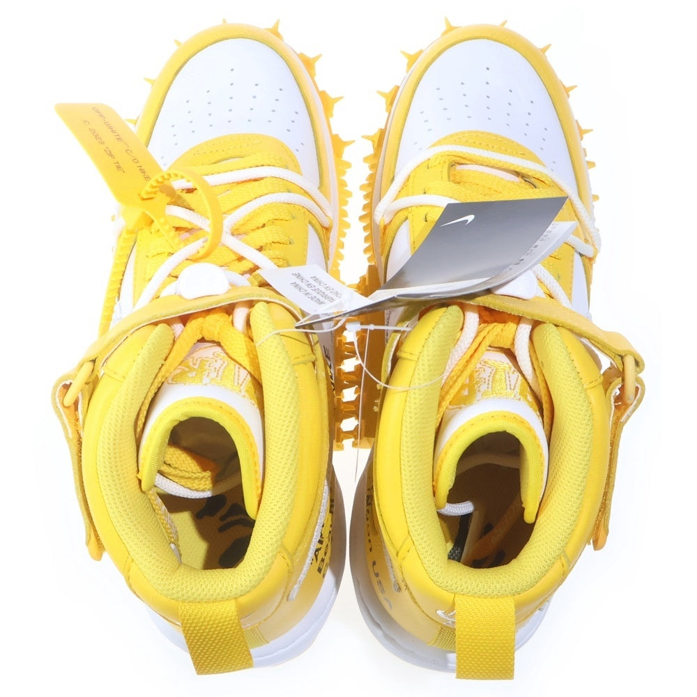NIKE(ナイキ) ×OFF-WHITE AIR FORCE1 MID SP LTHR オフホワイト エアフォース1 ミッドカットスニーカー イエロー US9.5/27.5cm DR0500-101