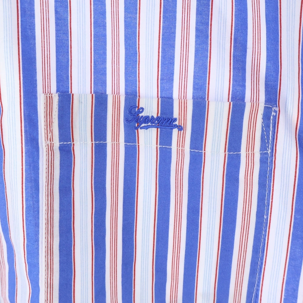 SUPREME(シュプリーム) Loose Fit Multi Stripe S/S Shirt ストライプ 半袖シャツ ブルー