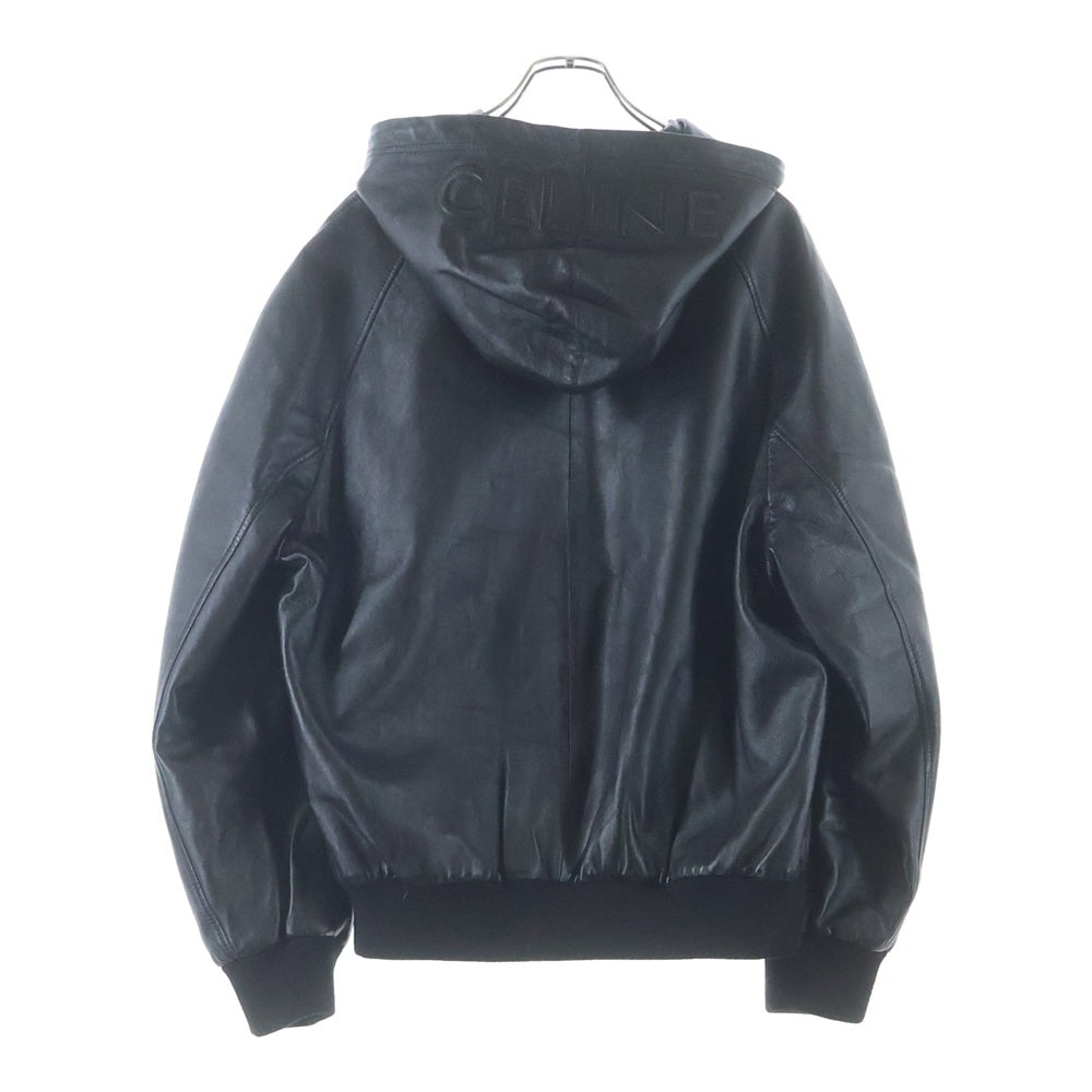 CELINE(セリーヌ) ソフトラムスキン レザー フードロゴ ジャケット ブラック 2EC25280D