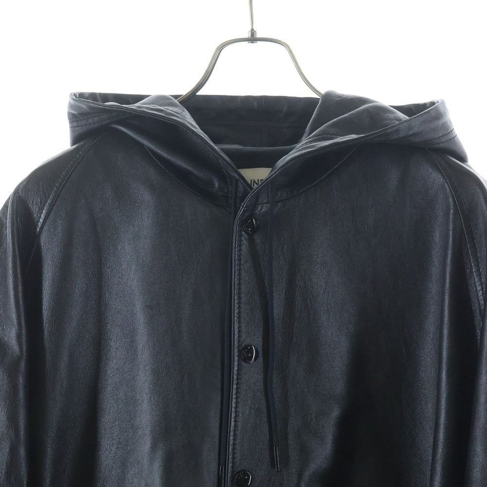 CELINE(セリーヌ) ソフトラムスキン レザー フードロゴ ジャケット ブラック 2EC25280D