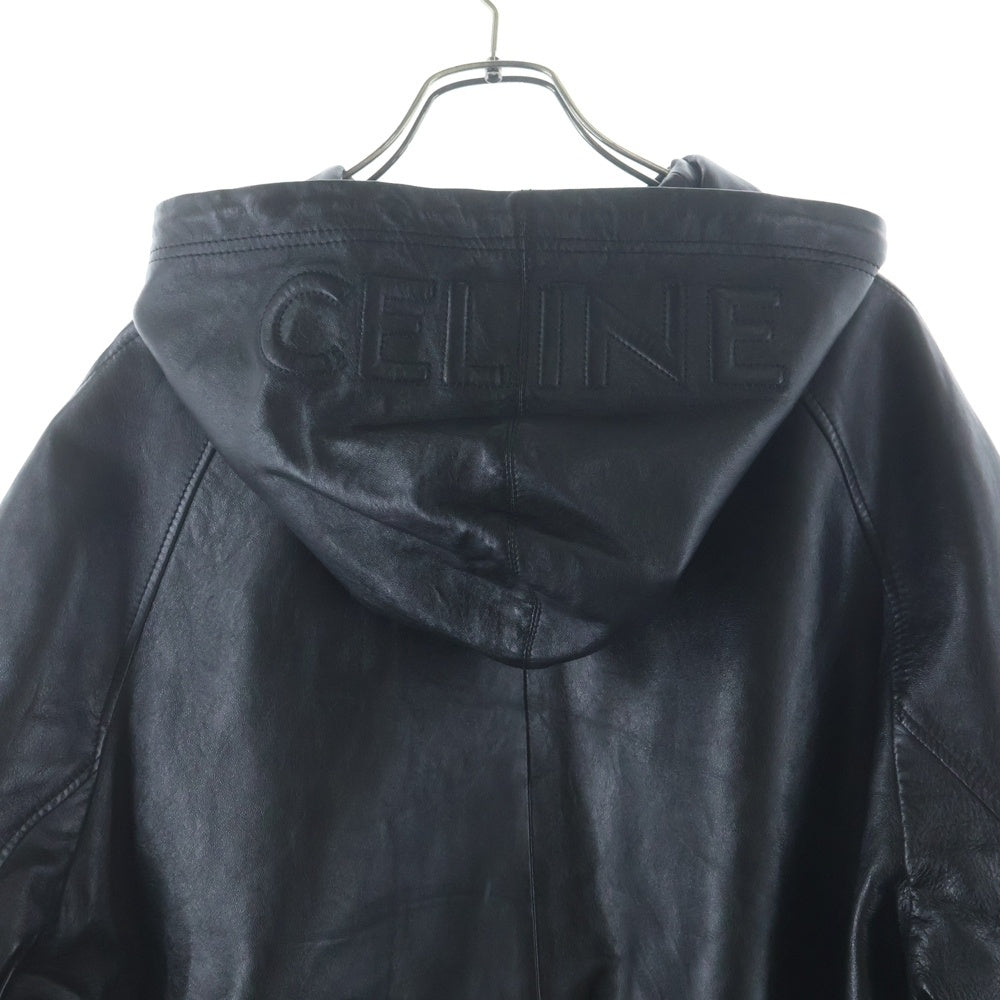 CELINE(セリーヌ) ソフトラムスキン レザー フードロゴ ジャケット ブラック 2EC25280D