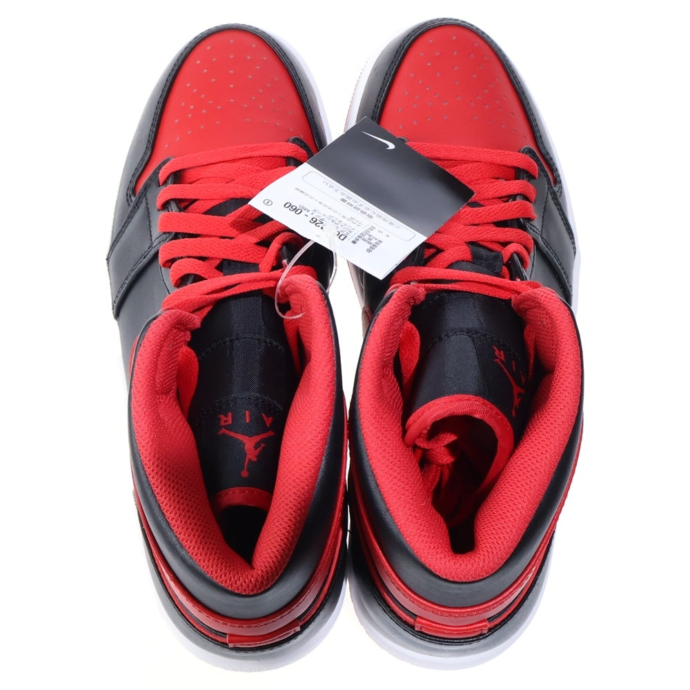 NIKE(ナイキ) AIR JORDAN 1 MID BRED TOE エアジョーダン1 ブレッドトゥ ミッドカットスニーカー ブラック/レッド US9.5/27.5cm DQ8426-060