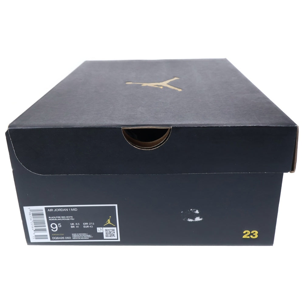 NIKE(ナイキ) AIR JORDAN 1 MID BRED TOE エアジョーダン1 ブレッドトゥ ミッドカットスニーカー ブラック/レッド US9.5/27.5cm DQ8426-060