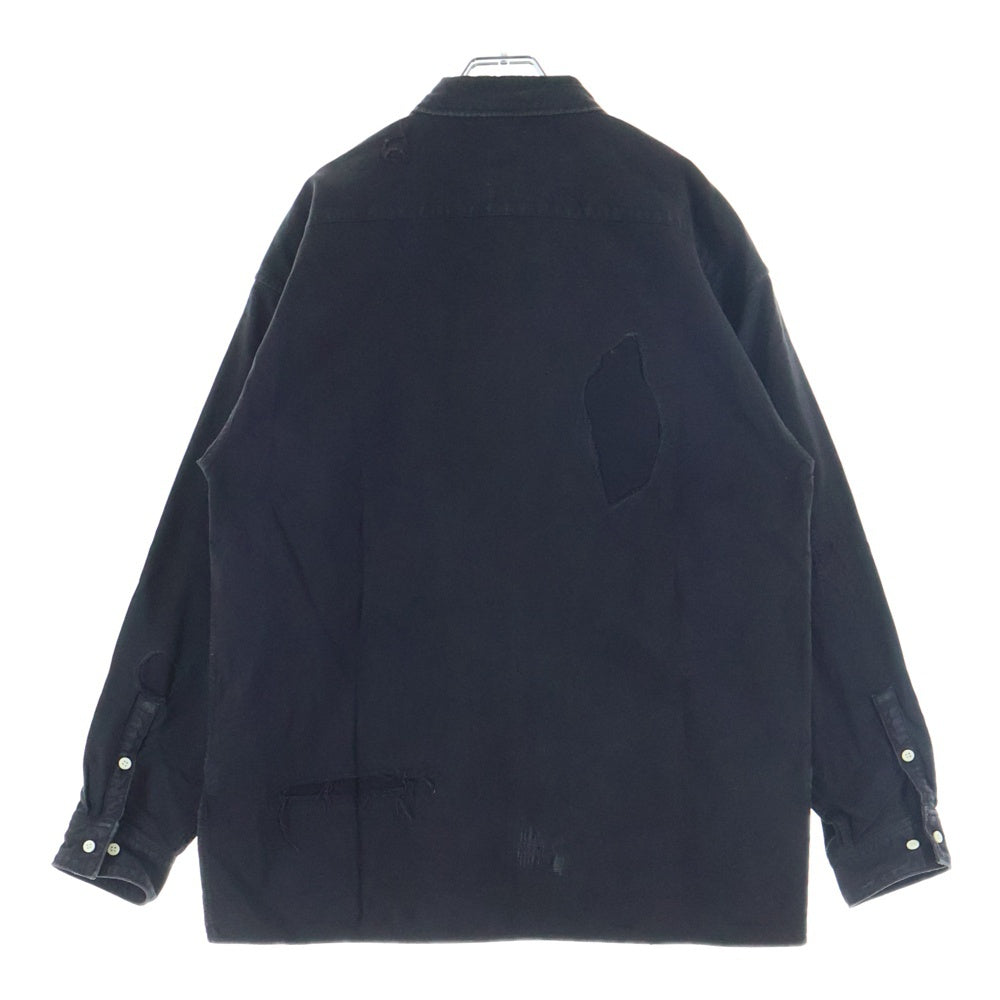 VISVIM(ヴィスヴィム) TRAVAIL SHIRT L/S CRASH クラッシュ加工 長袖シャツ ブラック 0121105011004