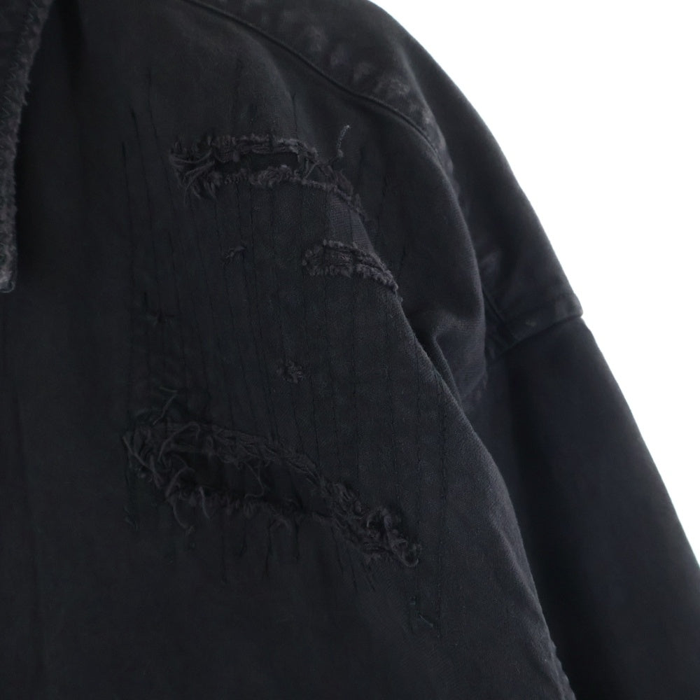 VISVIM(ヴィスヴィム) TRAVAIL SHIRT L/S CRASH クラッシュ加工 長袖シャツ ブラック 0121105011004