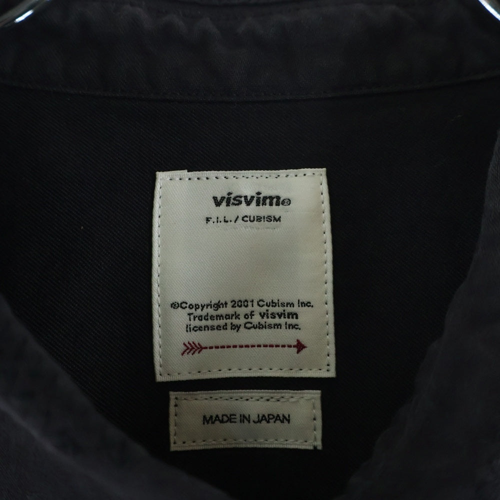 VISVIM(ヴィスヴィム) TRAVAIL SHIRT L/S CRASH クラッシュ加工 長袖シャツ ブラック 0121105011004