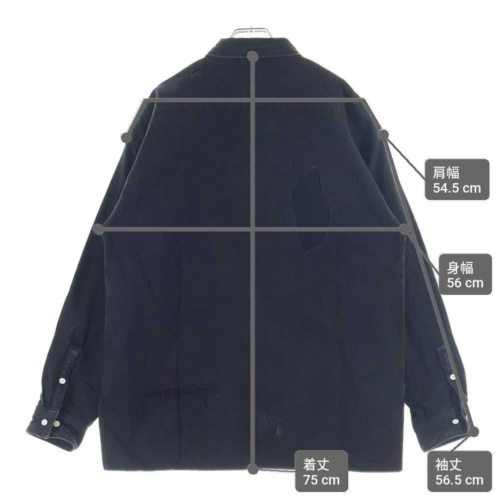 VISVIM(ヴィスヴィム) TRAVAIL SHIRT L/S CRASH クラッシュ加工 長袖シャツ ブラック 0121105011004