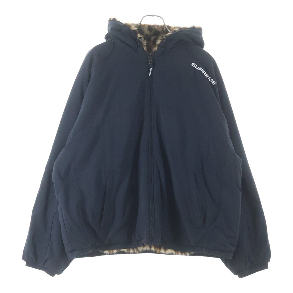 SUPREME(シュプリーム) 25SS Faux Fur Reversible Track Jacket リバーシブル レオパード フードジャケット ブラック/ブラウン