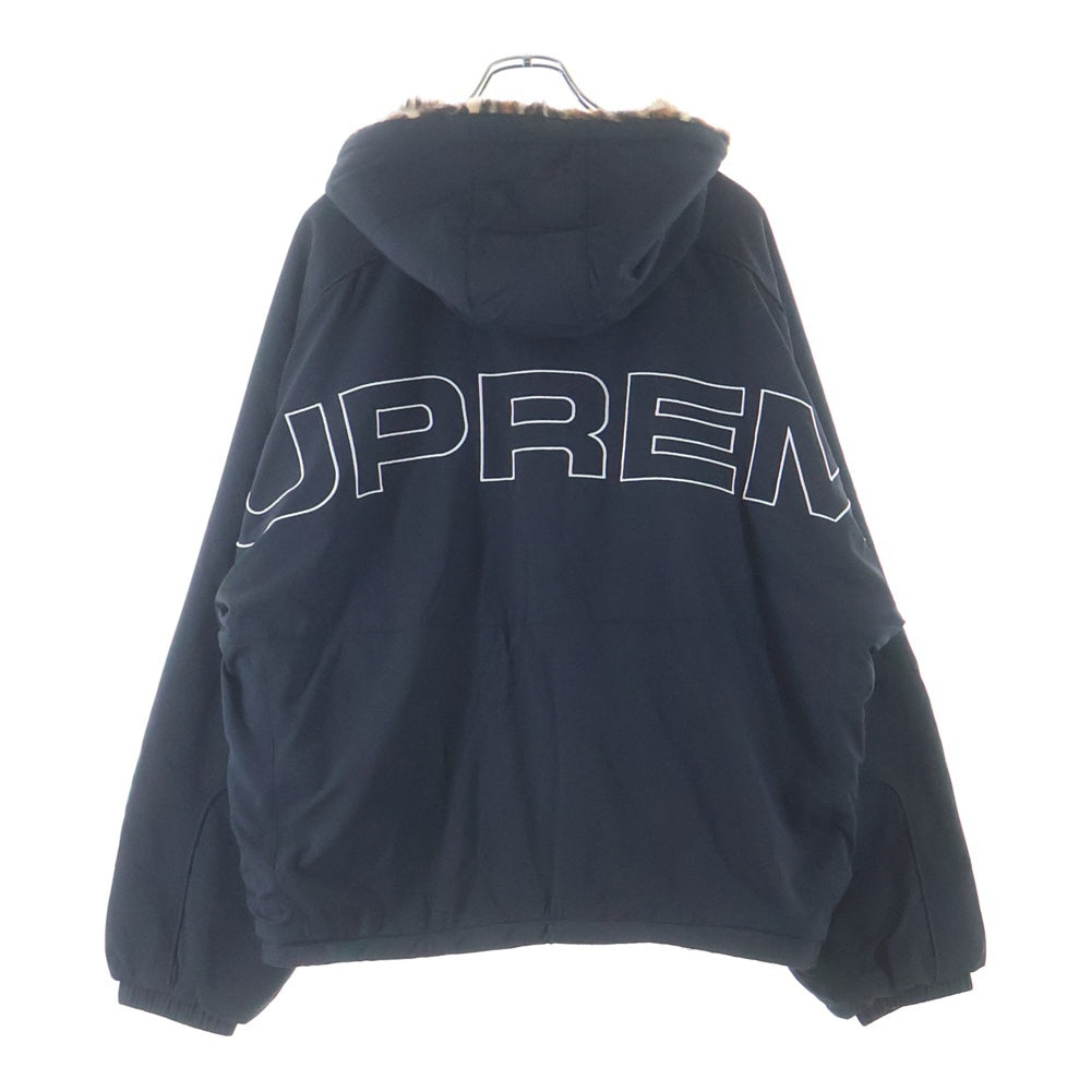 SUPREME(シュプリーム) 25SS Faux Fur Reversible Track Jacket リバーシブル レオパード フードジャケット ブラック/ブラウン
