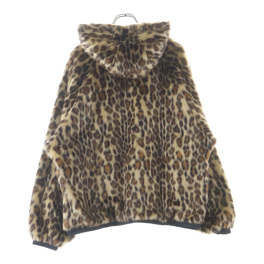 SUPREME(シュプリーム) 25SS Faux Fur Reversible Track Jacket リバーシブル レオパード フードジャケット ブラック/ブラウン