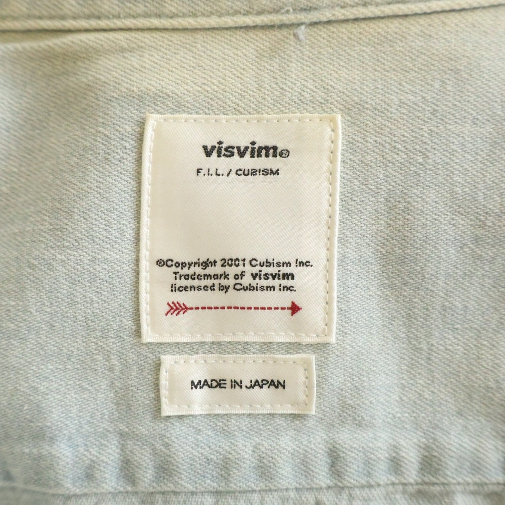 VISVIM(ヴィスヴィム) ダメージ加工 デニムウエスタンシャツ 長袖 インディゴ