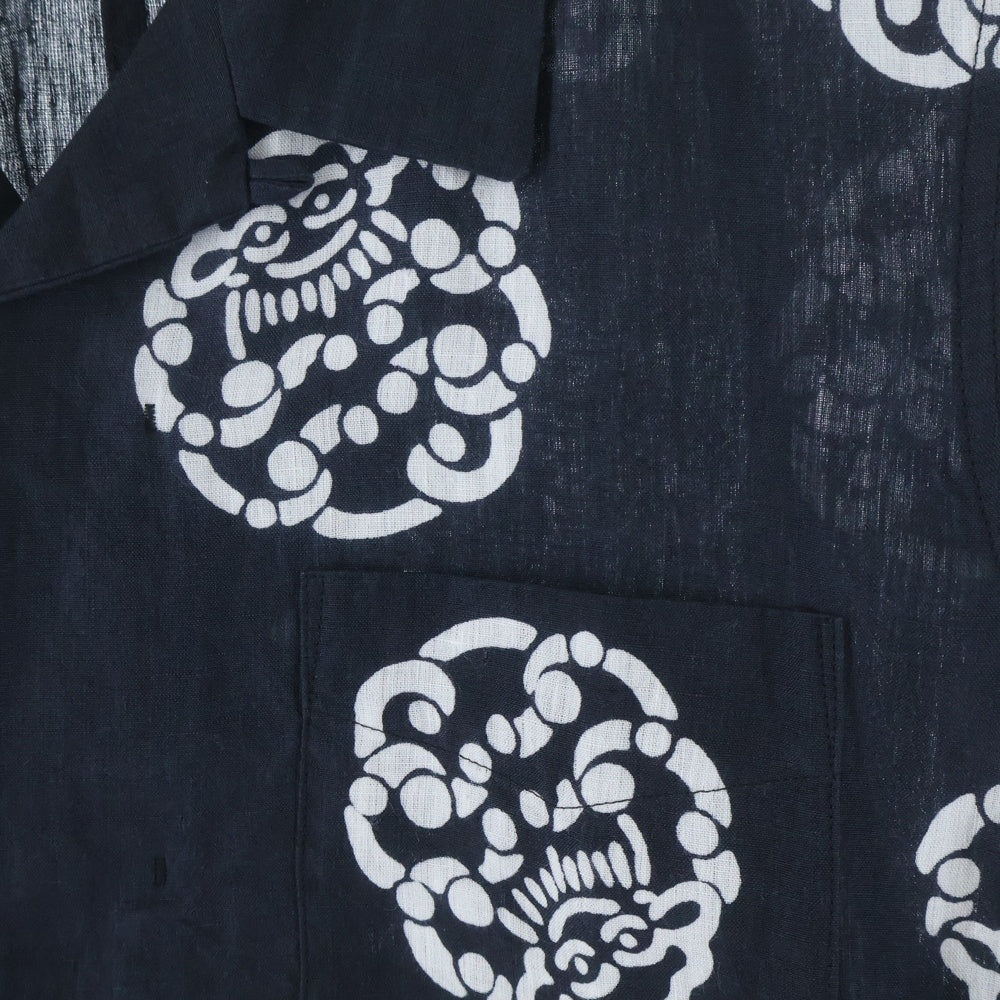 VISVIM(ヴィスヴィム) 21SS FREE EDGE SHIRT S/S LITTLE CLOUD 半袖 オープンカラー シャツ ブラック 0121105011018