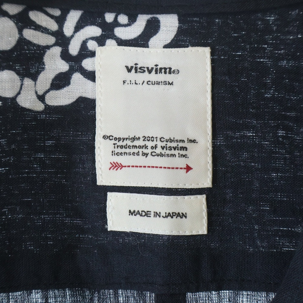 VISVIM(ヴィスヴィム) 21SS FREE EDGE SHIRT S/S LITTLE CLOUD 半袖 オープンカラー シャツ ブラック 0121105011018