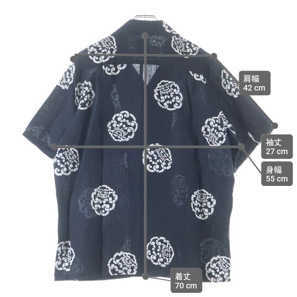 VISVIM(ヴィスヴィム) 21SS FREE EDGE SHIRT S/S LITTLE CLOUD 半袖 オープンカラー シャツ ブラック 0121105011018