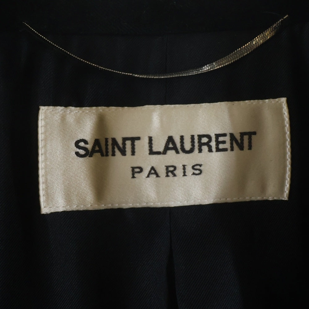SAINT LAURENT PARIS(サンローランパリ) 14AW ベルベット切替 ラペルチェスターコート ネイビー 360158 Y977F