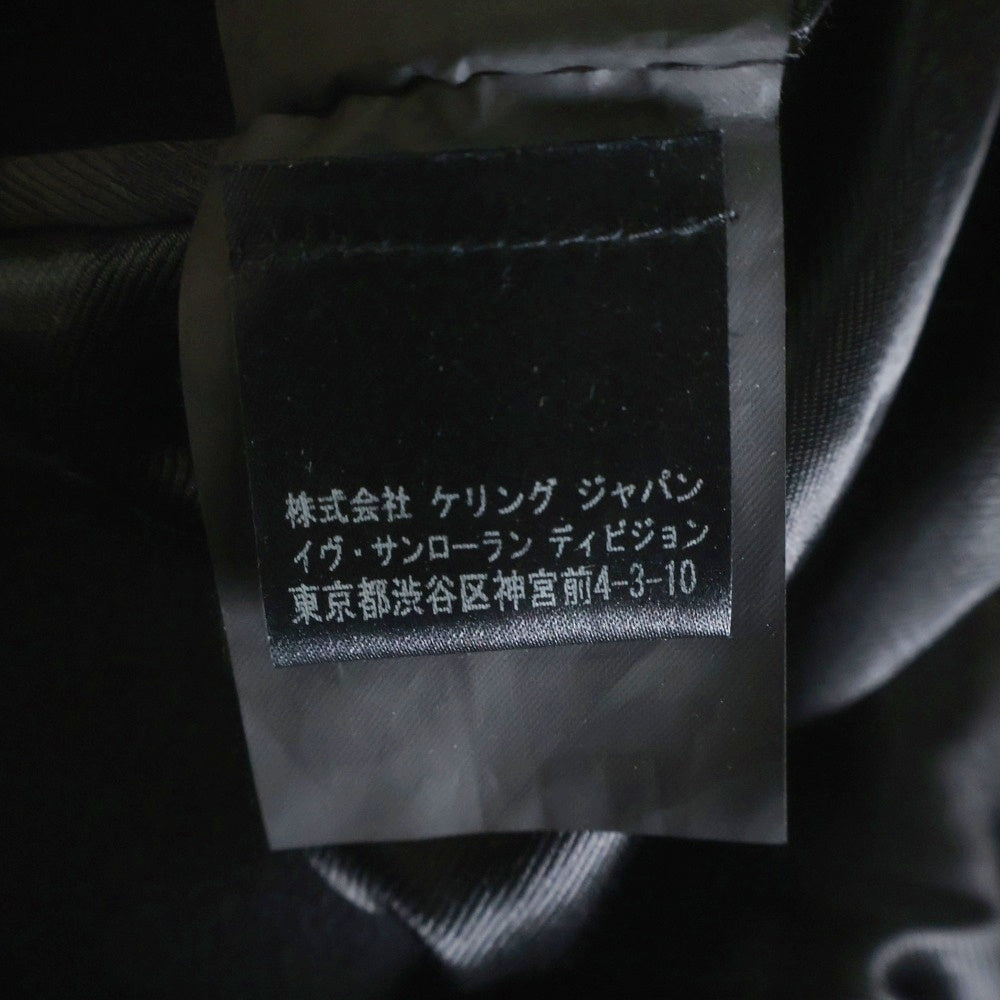 SAINT LAURENT PARIS(サンローランパリ) 16AW ラペル裏レザー切替 ウール チェスター コート ブラック 393655 Y112W