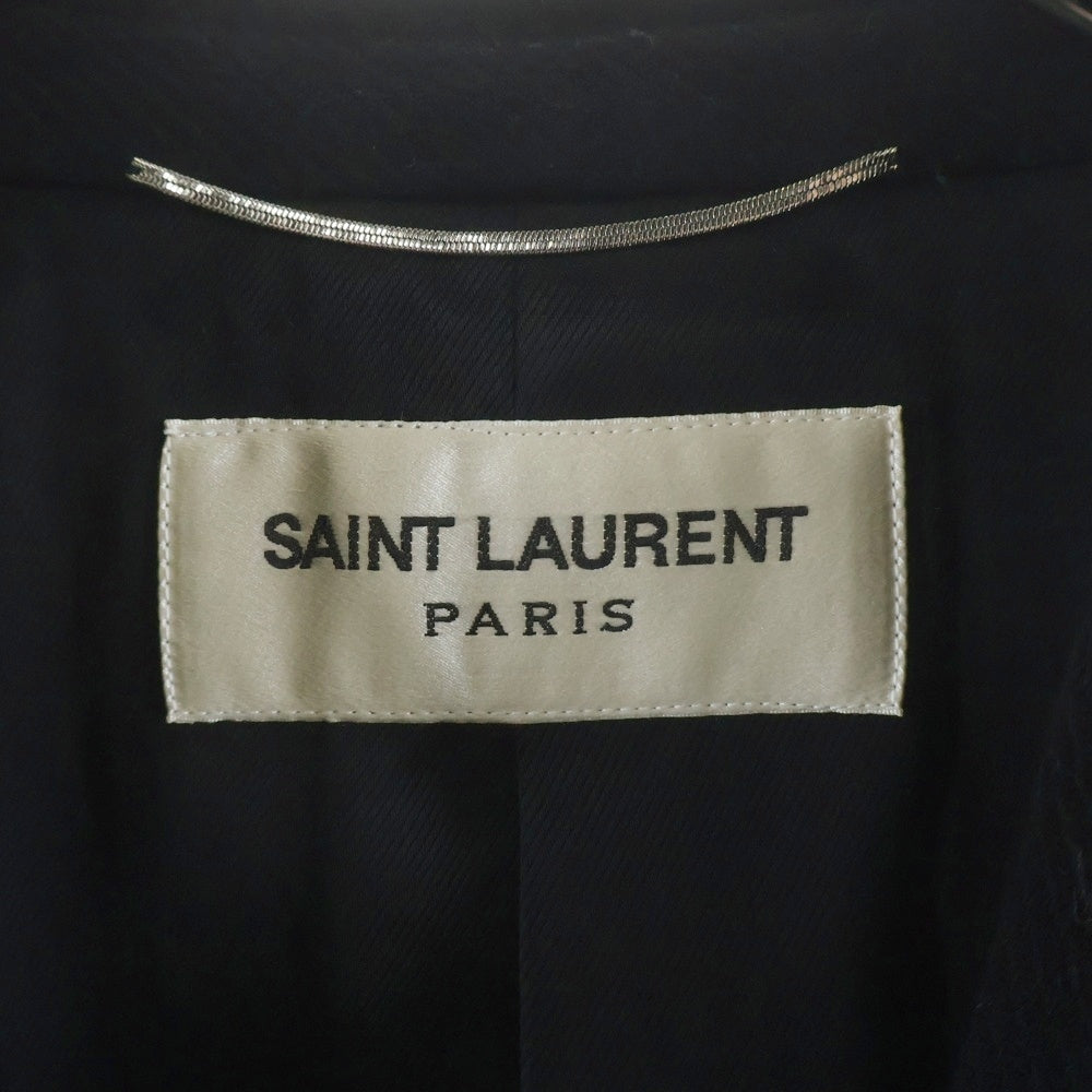 SAINT LAURENT PARIS(サンローランパリ) 15AW ピークトラペル ダブルブレスト チェスターコート ブラック 397010 Y835J