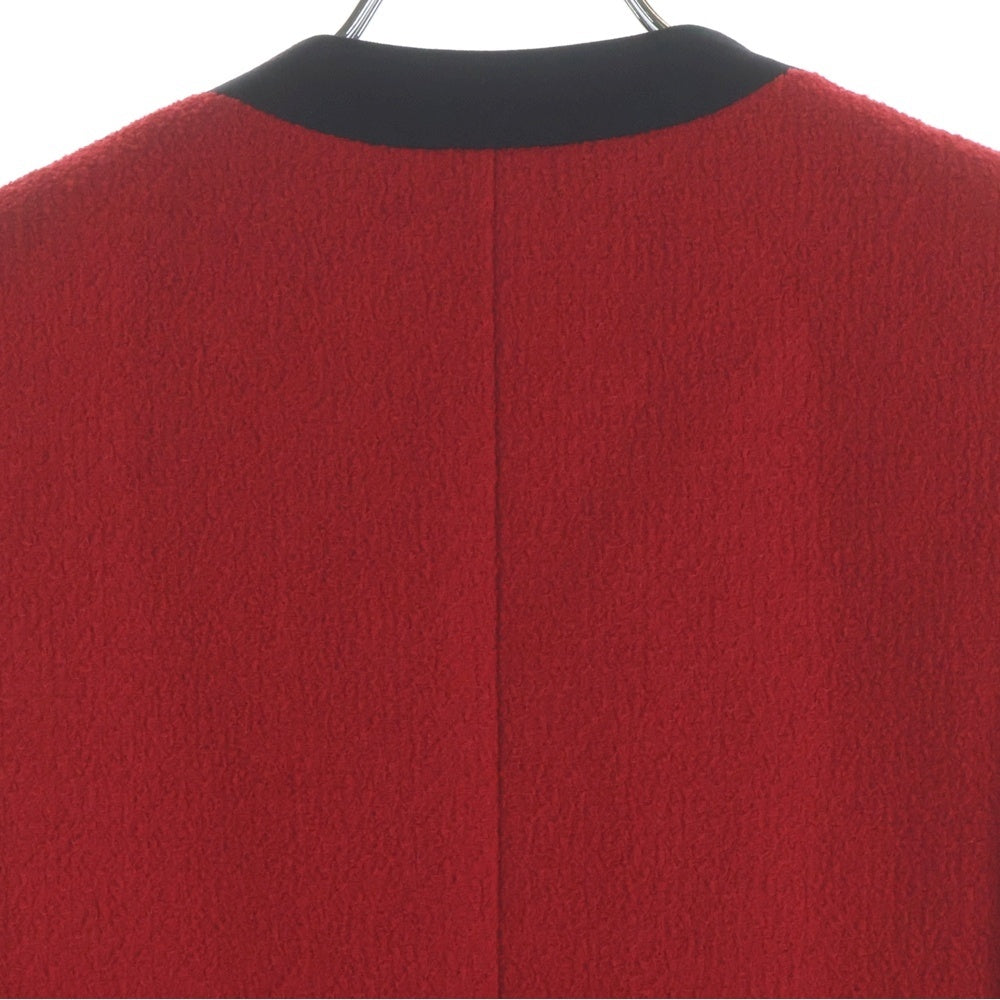 SAINT LAURENT PARIS(サンローランパリ) ツイード ノーカラージャケット レディース レッド/ブラック 672980 Y3C73