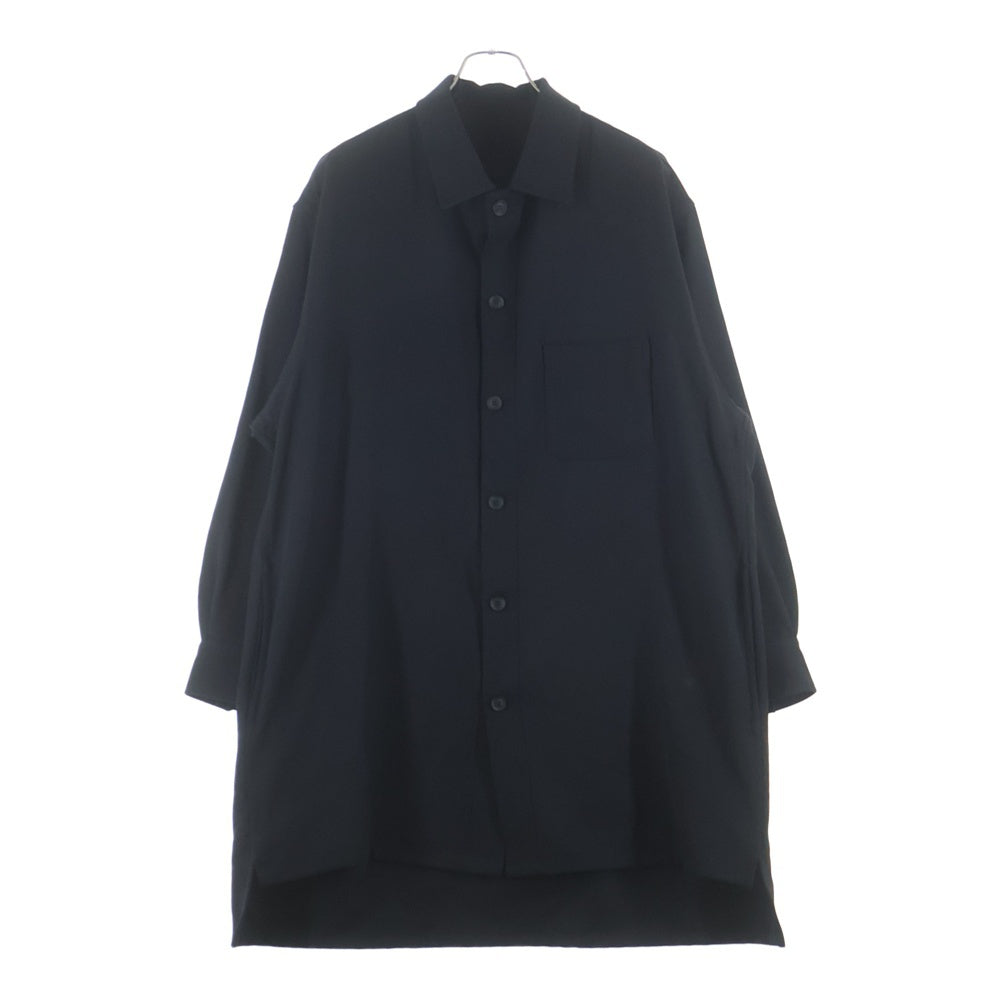 Yohji Yamamoto POUR HOMME(ヨウジヤマモト プールオム) 23AW アーミーギャバジン ビッグブラウス 長袖シャツ ブラック HJ-B02-101