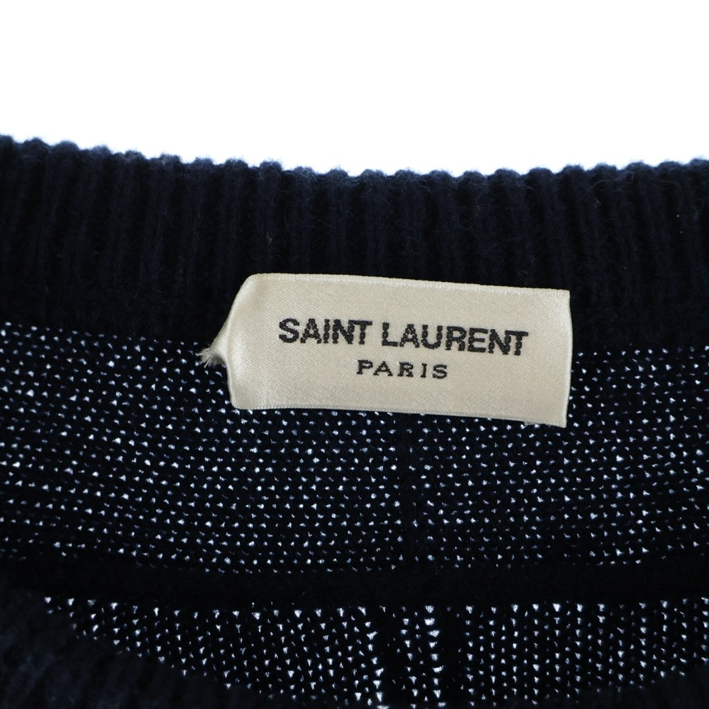 SAINT LAURENT PARIS(サンローランパリ) 14AW カシミヤ クルーネック ニット セーター ネイビー 353838 Y1YC1