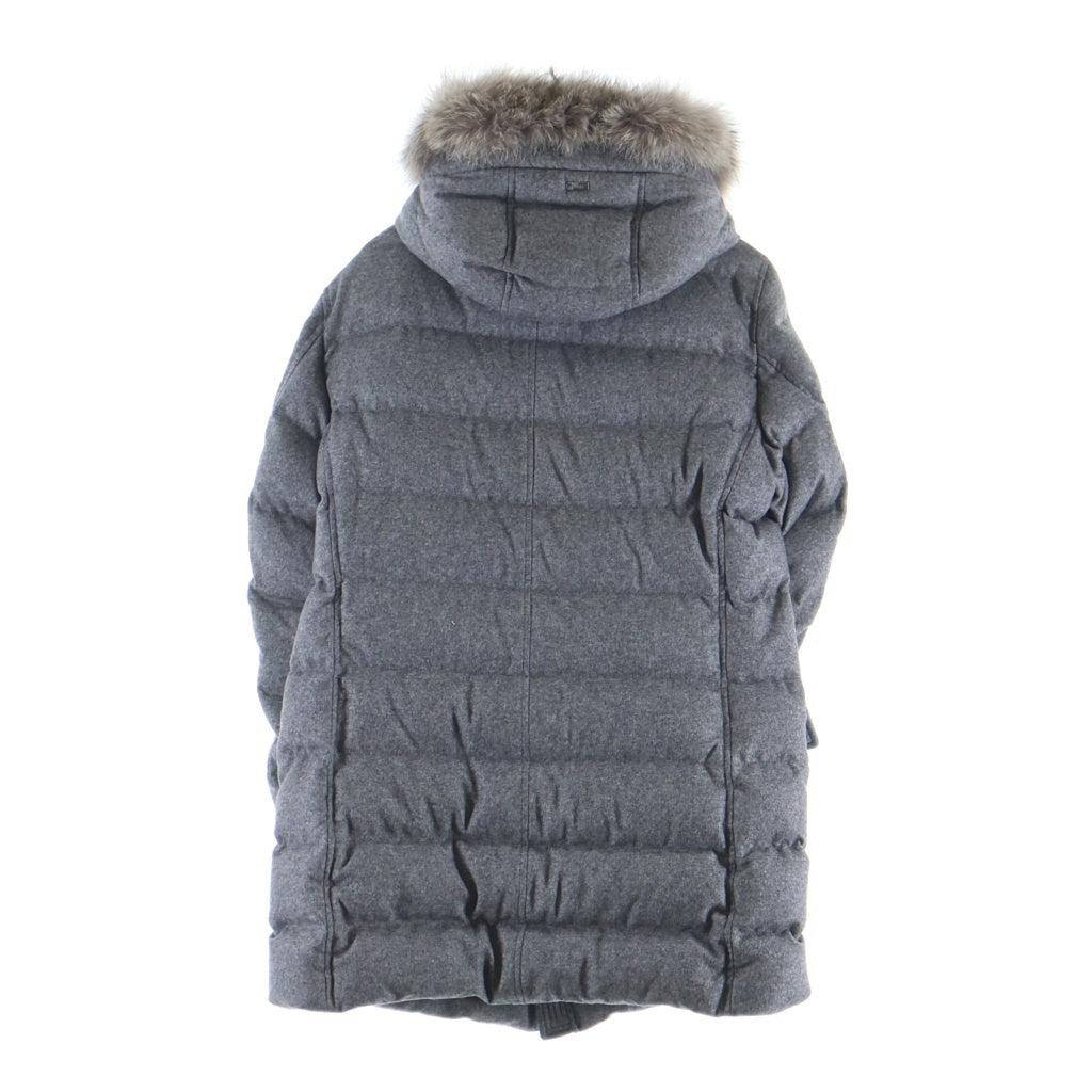 HERNO(ヘルノ) カシミヤ ファーフーデッド ダウンジャケット グレー PI0533U-38087-9430