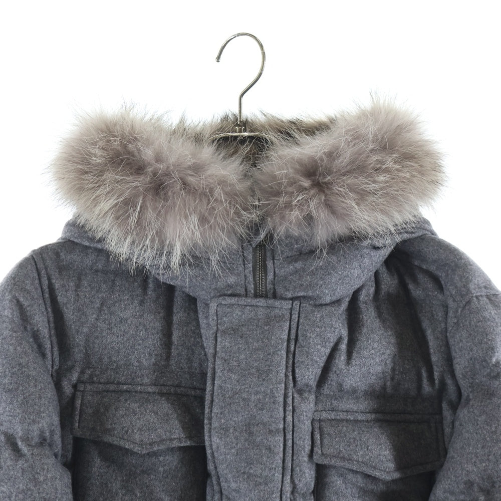 HERNO(ヘルノ) カシミヤ ファーフーデッド ダウンジャケット グレー PI0533U-38087-9430