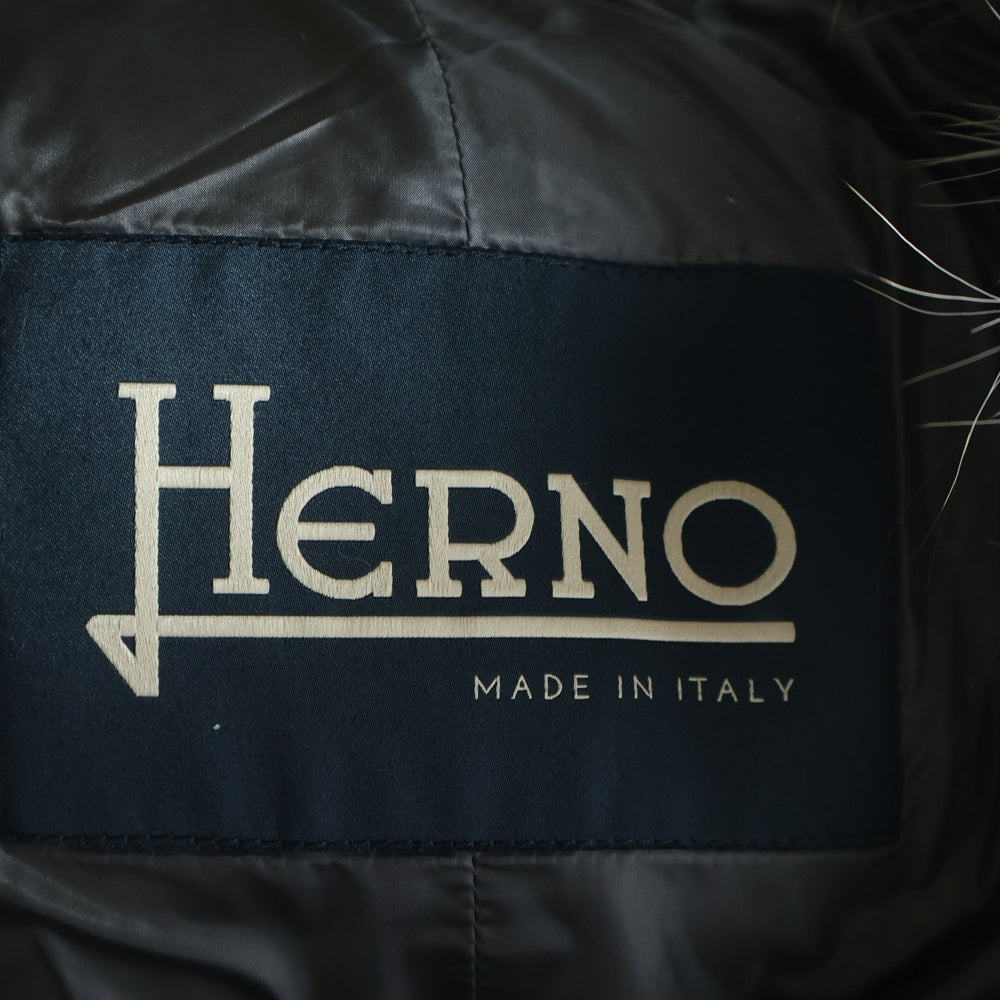 HERNO(ヘルノ) カシミヤ ファーフーデッド ダウンジャケット グレー PI0533U-38087-9430