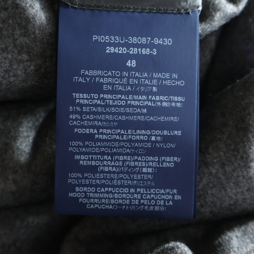 HERNO(ヘルノ) カシミヤ ファーフーデッド ダウンジャケット グレー PI0533U-38087-9430