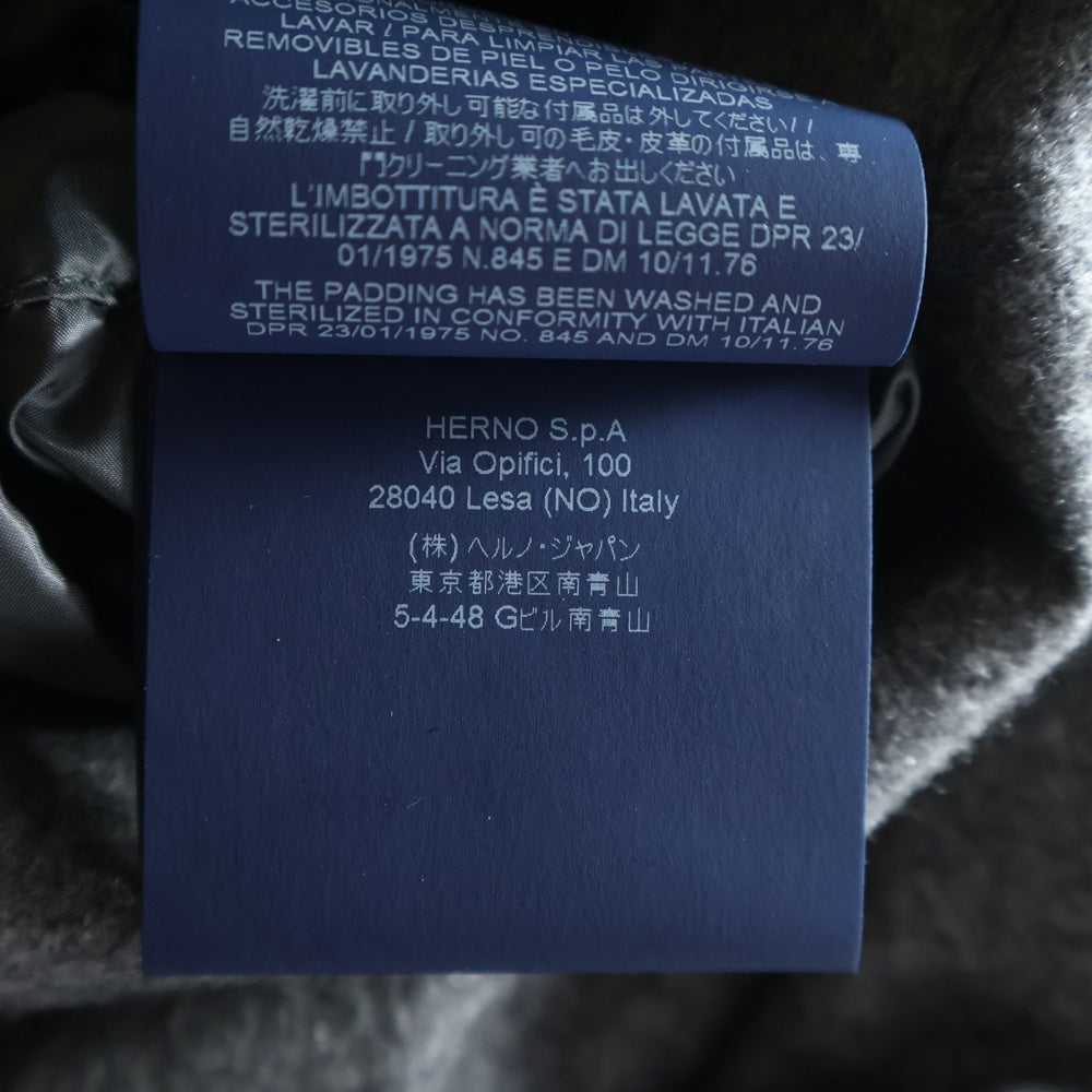 HERNO(ヘルノ) カシミヤ ファーフーデッド ダウンジャケット グレー PI0533U-38087-9430