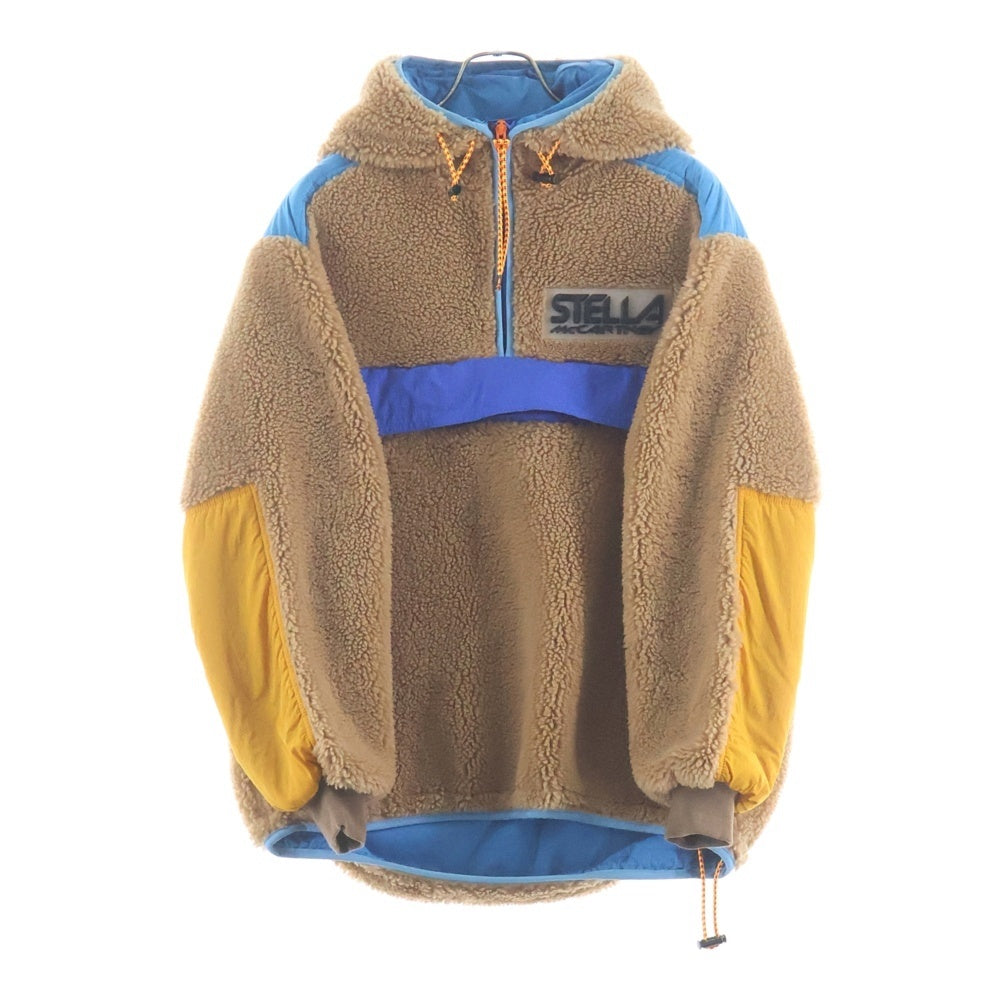 STELLA McCARTNEY(ステラマッカートニー) 21AW ラバーロゴ ボア フリース ハーフジップ プルオーバー ジャケット ブルゾン ブラウン/ブルー レディース 603726