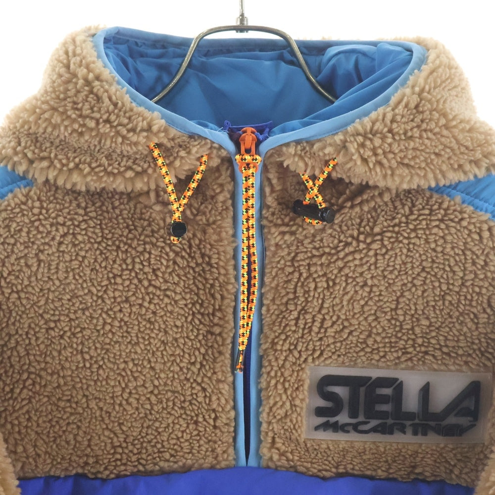 STELLA McCARTNEY(ステラマッカートニー) 21AW ラバーロゴ ボア フリース ハーフジップ プルオーバー ジャケット ブルゾン ブラウン/ブルー レディース 603726