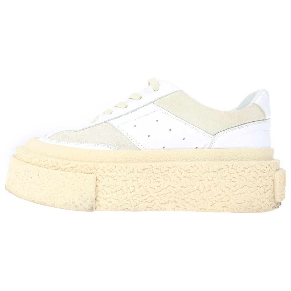 MM6 Maison Margiela(エムエムシックスメゾンマルジェラ) プラットフォーム 厚底 レザー ローカットスニーカー ホワイト レディース