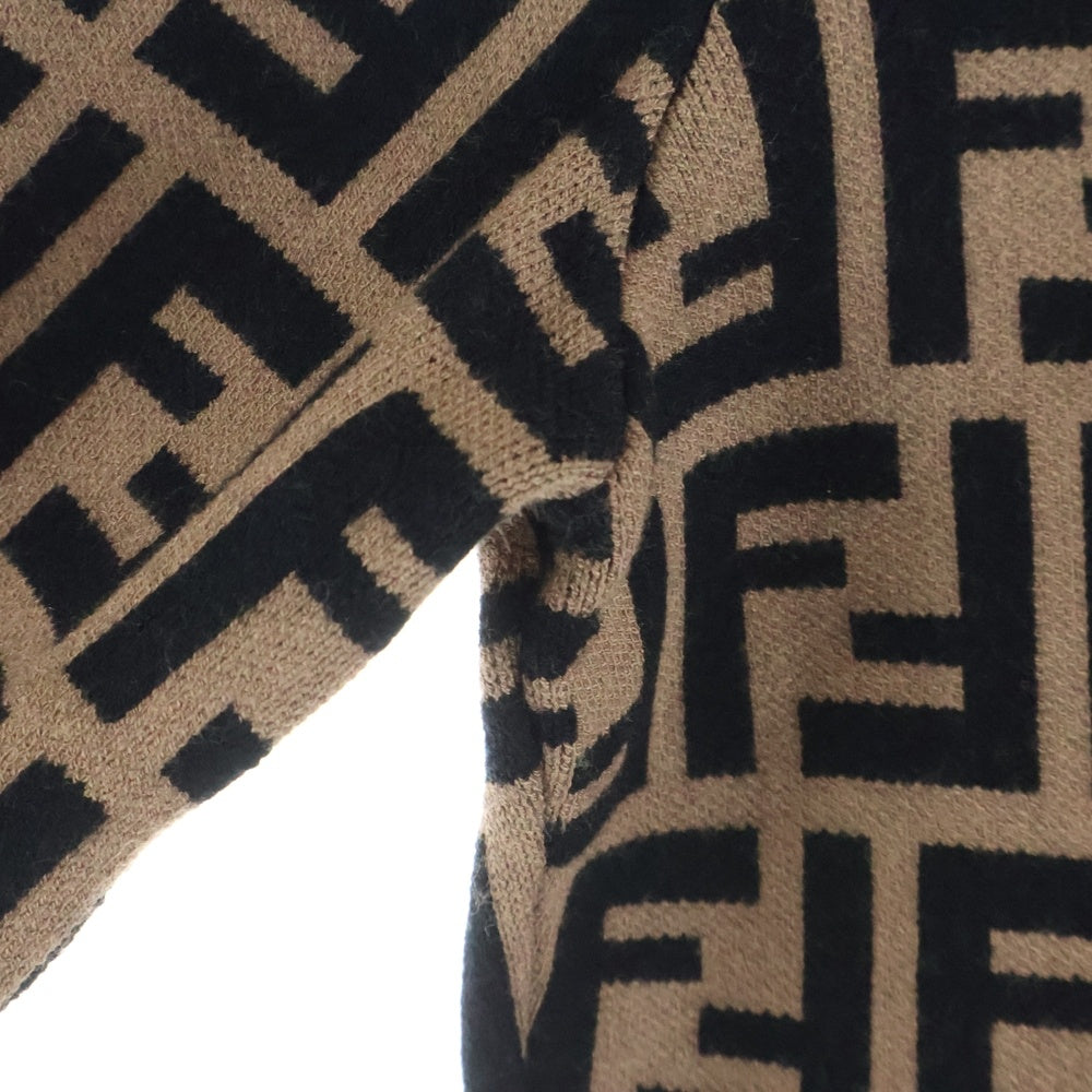 FENDI(フェンディ) ズッカ総柄 クルーネック 長袖ニット セーター カットソー ブラウン レディース FZY703 A5QG