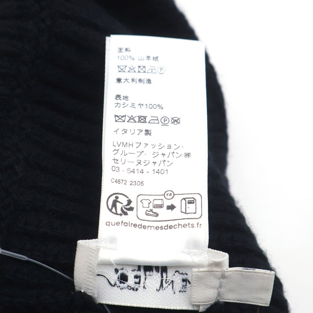 CELINE(セリーヌ) 刺繍 トリオンフロゴ カシミヤニット キャップ ビーニー ブラック 2AA32384D 38NO レディース