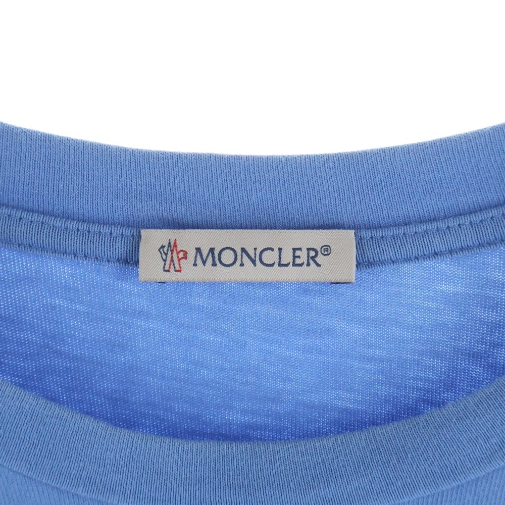 MONCLER(モンクレール) 22SS フロントロゴ パッチ クルーネック 半袖Tシャツ カットソー ブルー H20918C00025