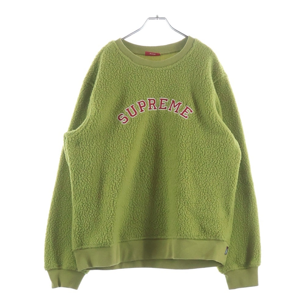 SUPREME(シュプリーム) 17AW Polartec Deep Pile Crewneck ロゴ刺繍 ポーラテック クルーネック フリース トレーナー グリーン