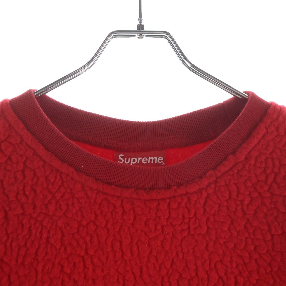 SUPREME(シュプリーム) 17AW Polartec Deep Pile Crewneck ロゴ刺繍 ポーラテック クルーネック フリース トレーナー レッド