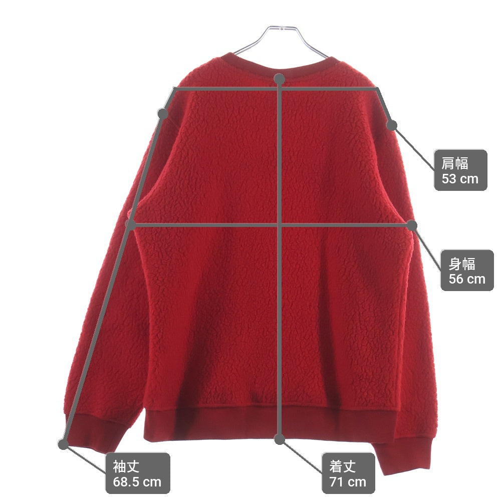 SUPREME(シュプリーム) 17AW Polartec Deep Pile Crewneck ロゴ刺繍 ポーラテック クルーネック フリース トレーナー レッド