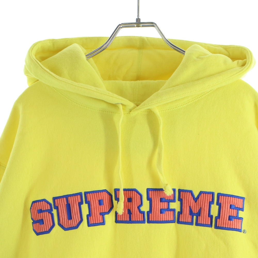 SUPREME(シュプリーム) 18SS Cord Collegiate Logo hooded Sweatshirt ロゴ スウェットプルオーバーパーカー イエロー