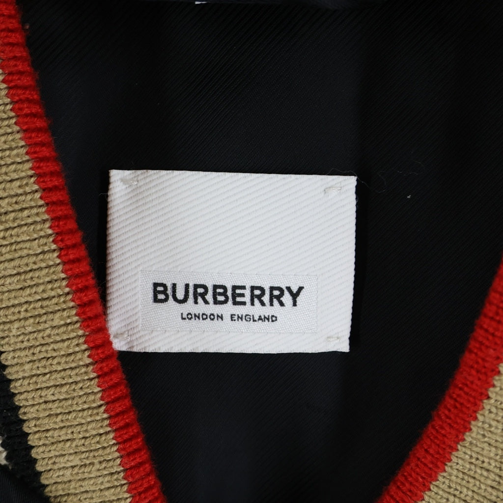 BURBERRY(バーバリー) HARLINGTON JACKET ハリントン パイピング チェック ロゴ スタジャン ボンバージャケット ブルゾン ブラック 8009432