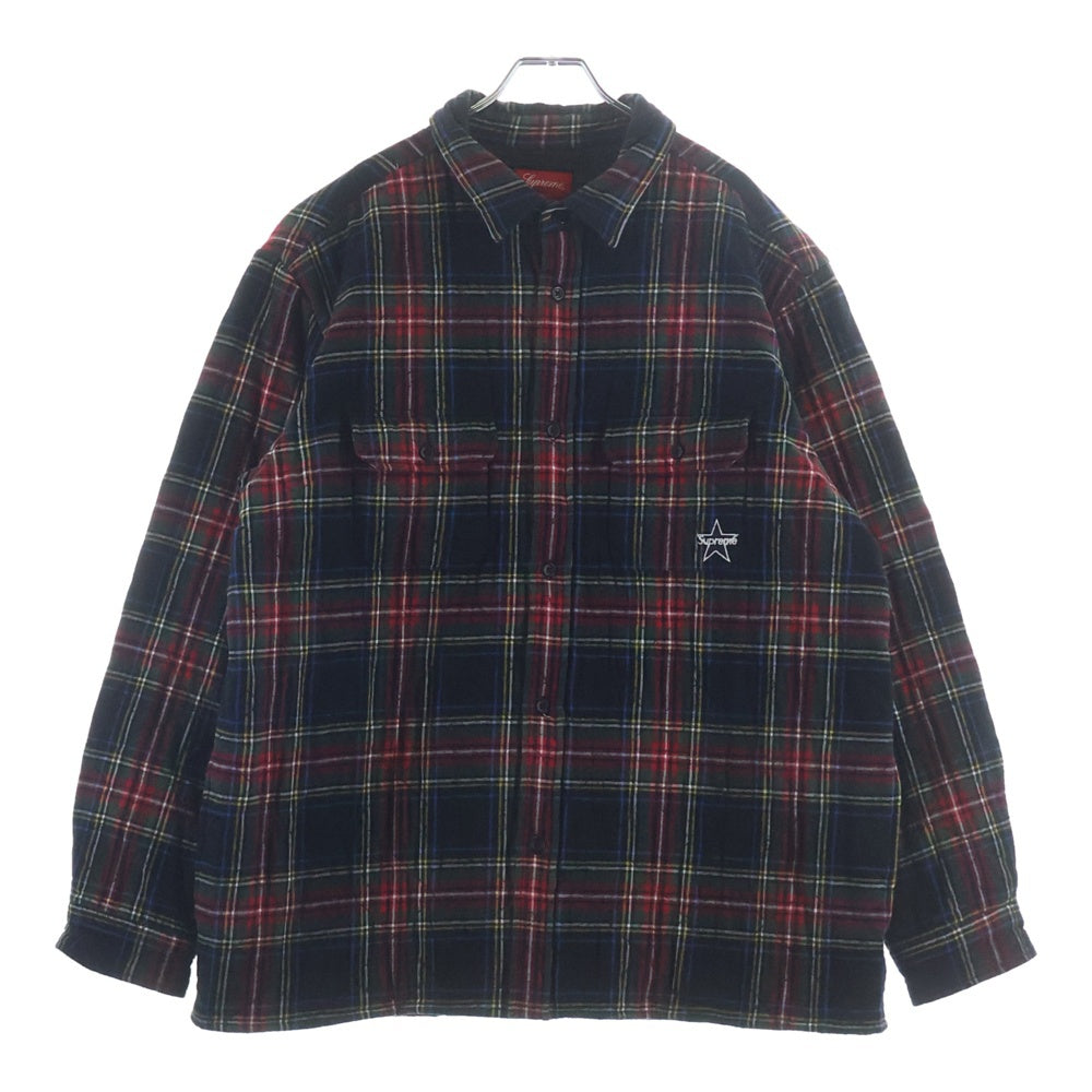 SUPREME(シュプリーム) 21AW Quilted Plaid Flannel Shirt スターロゴ刺繍 キルティングフランネルシャツ 長袖シャツ レッド/グリーン