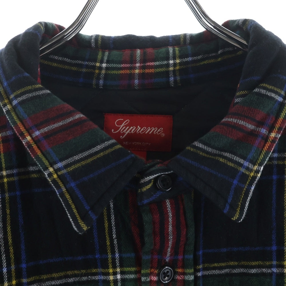 SUPREME(シュプリーム) 21AW Quilted Plaid Flannel Shirt スターロゴ刺繍 キルティングフランネルシャツ 長袖シャツ レッド/グリーン