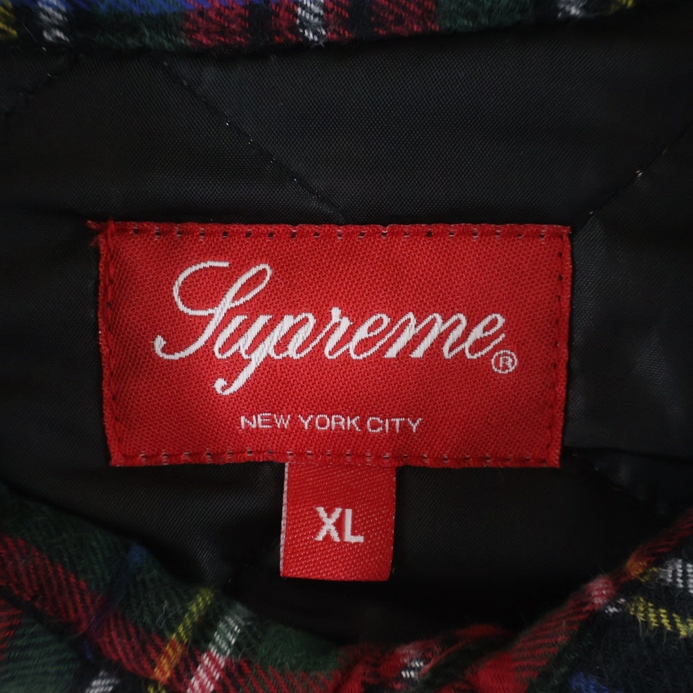 SUPREME(シュプリーム) 21AW Quilted Plaid Flannel Shirt スターロゴ刺繍 キルティングフランネルシャツ 長袖シャツ レッド/グリーン