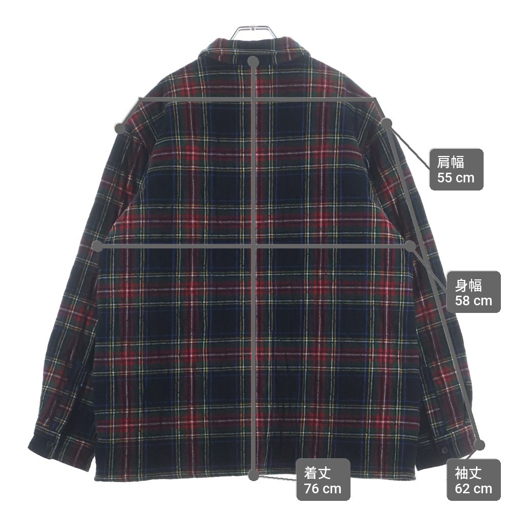 SUPREME(シュプリーム) 21AW Quilted Plaid Flannel Shirt スターロゴ刺繍 キルティングフランネルシャツ 長袖シャツ レッド/グリーン