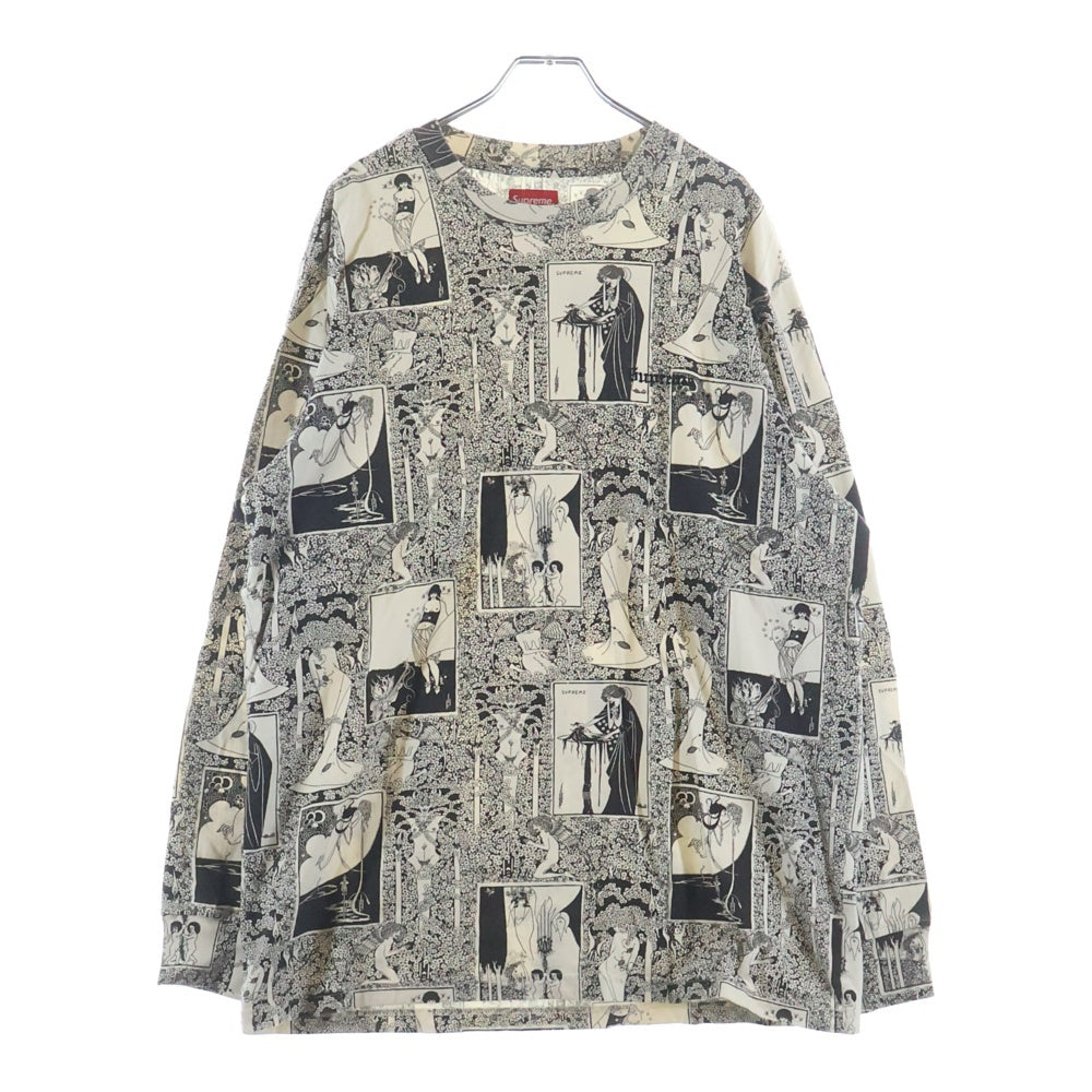 SUPREME(シュプリーム) 18AW Salome L/S Tee サロメ ピアズリー 総柄 クルーネック 長袖Tシャツ カットソー ブラック/ホワイト