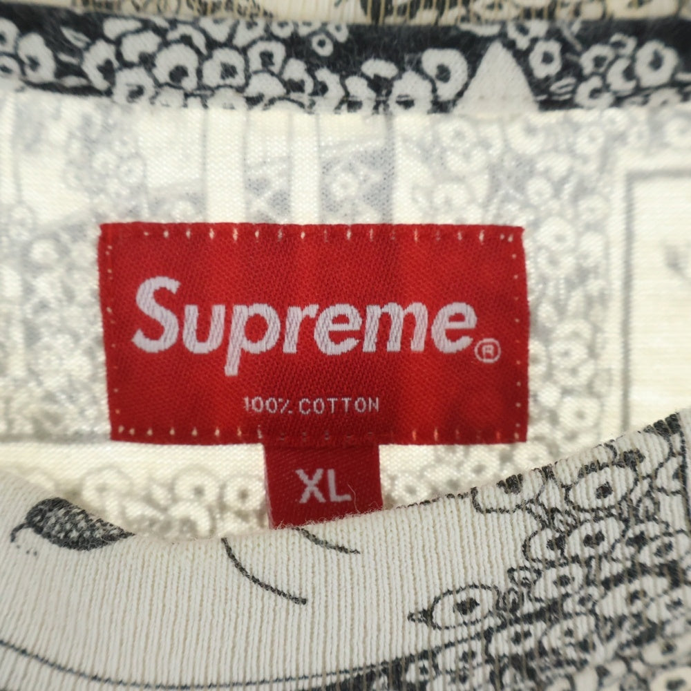 SUPREME(シュプリーム) 18AW Salome L/S Tee サロメ ピアズリー 総柄 クルーネック 長袖Tシャツ カットソー ブラック/ホワイト