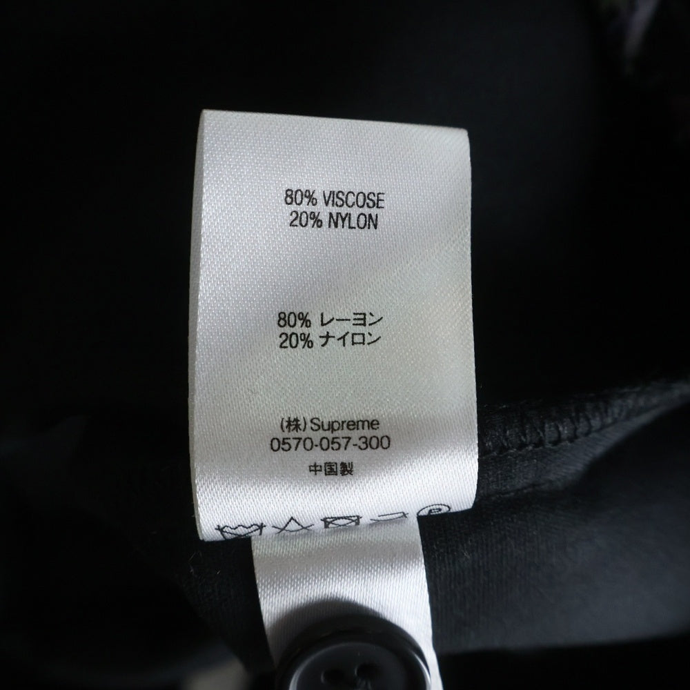 SUPREME(シュプリーム) 19AW Floral Velour Baseball Jersey フローラル ベルベット ベロア アーチロゴ ベースボール 半袖シャツ ブラック